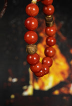 南方紅瑪瑙鑲嵌18K金沉香木手鍊