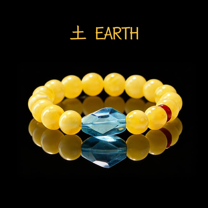 海藍寶-紅瑪瑙-琥珀手鐲