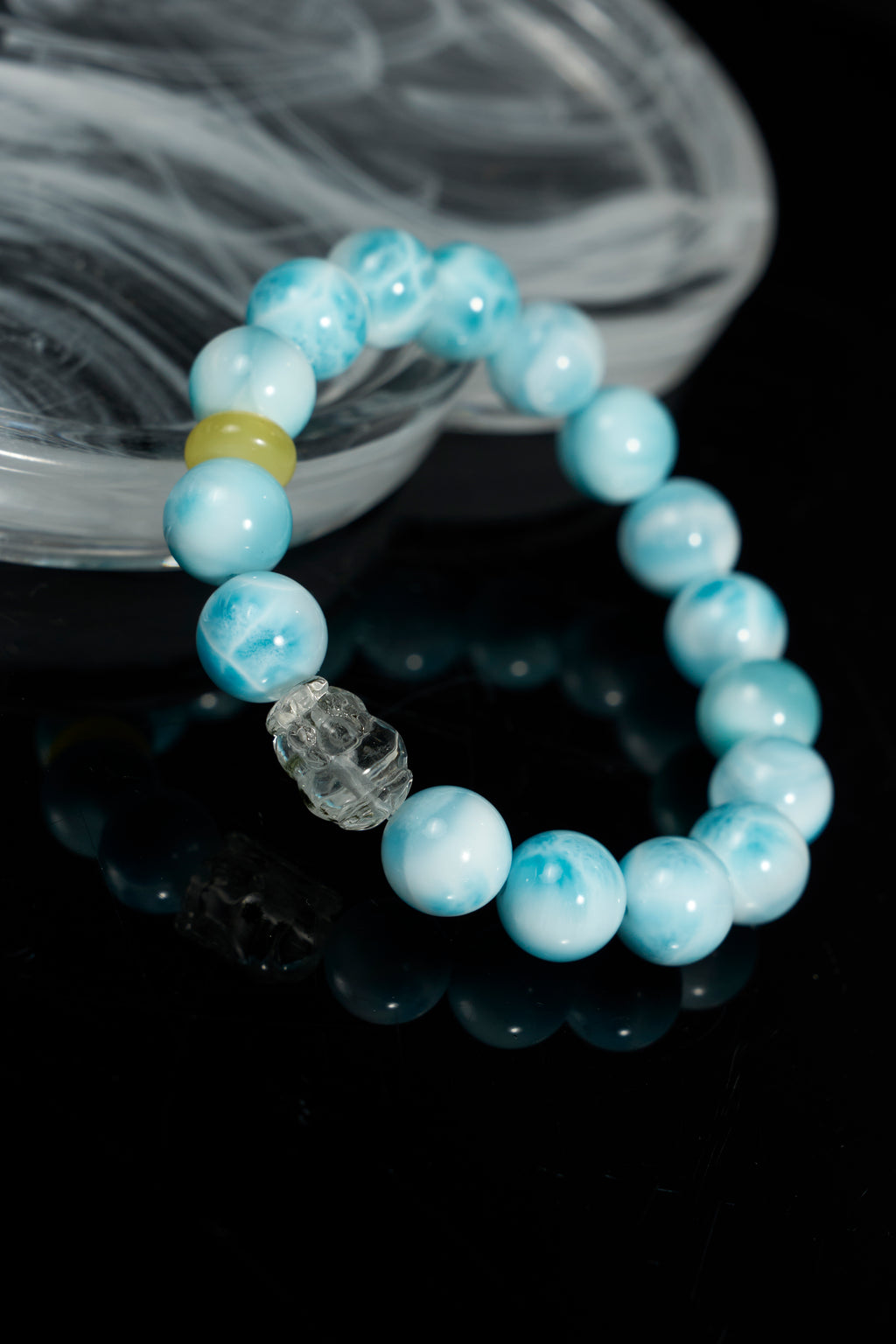 Enhydro石英貔貅-拉利瑪-蜂蠟琥珀手鍊