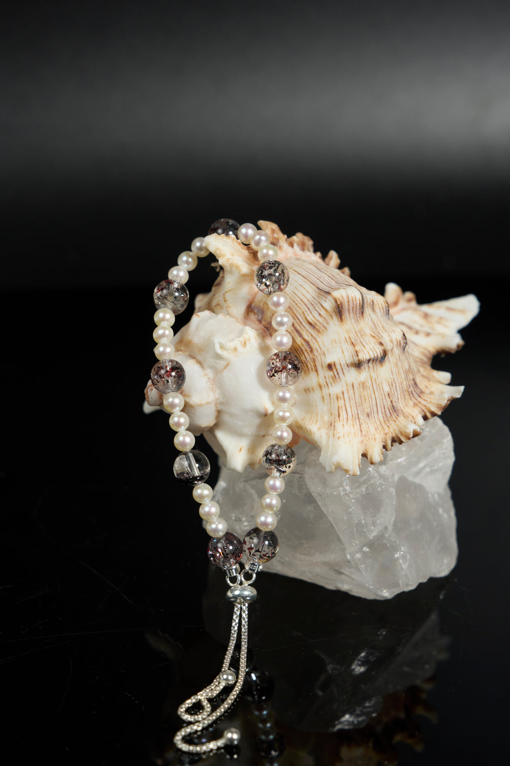 黑金草莓石英珍珠手鐲