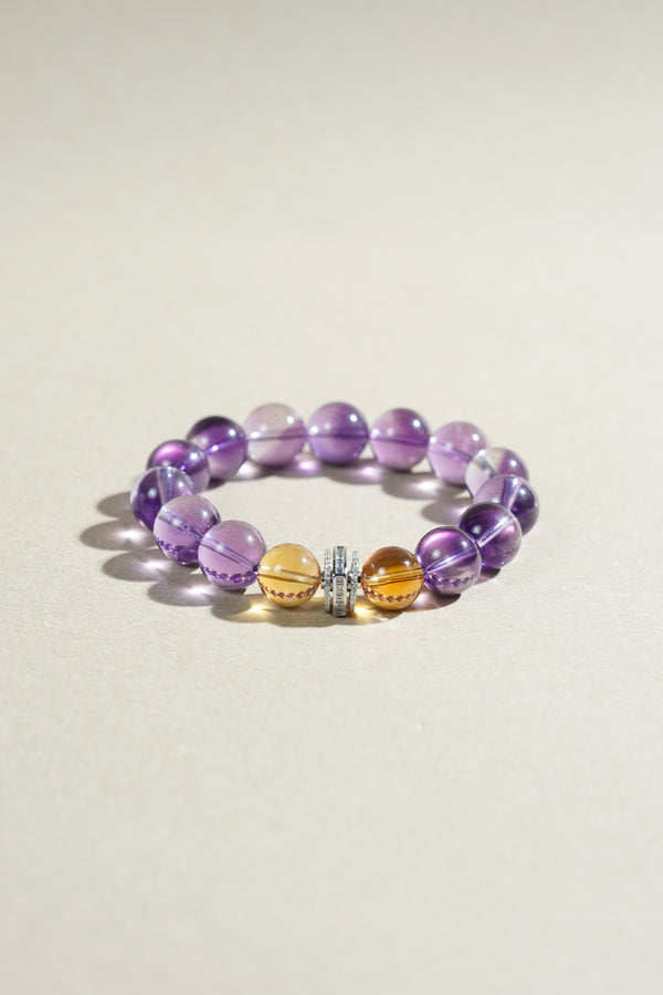 Taiora 五行 · 火生土-紫水晶手串S925銀 - 五行能量珠寶