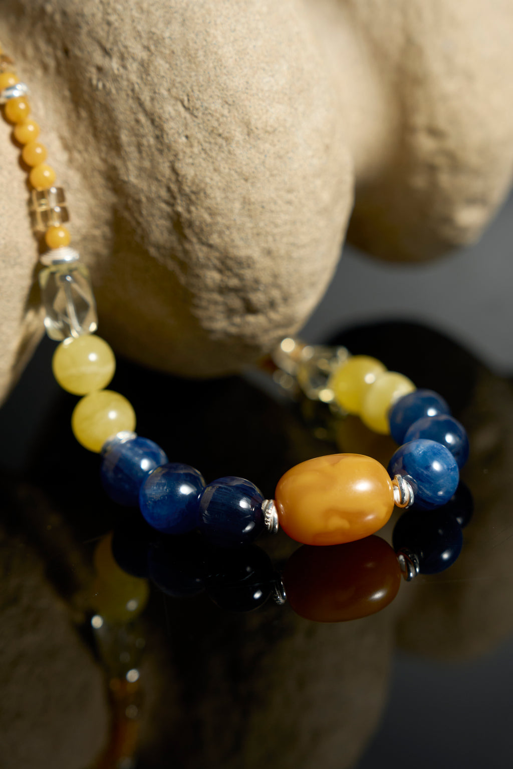 復古琥珀藍晶石項鍊