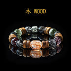 深金色發晶-紅綠幻影沉香木手鍊
